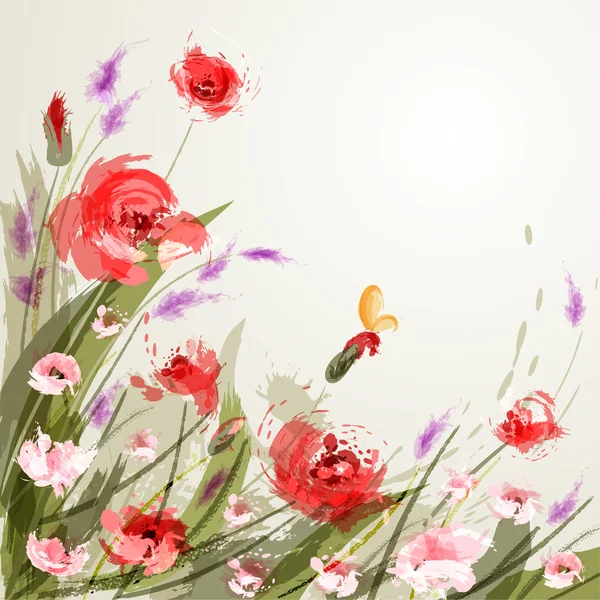 Achtergrond met weide bloemen — Stockvector