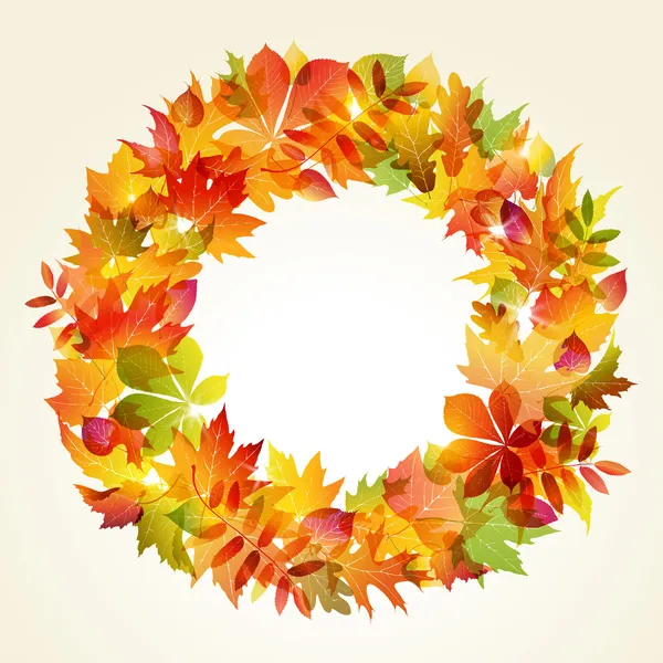 秋季艾菲尔铁塔的背景。叶子的花环 — 图库矢量图片
