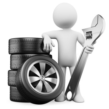 3D white . Car mechanic clipart