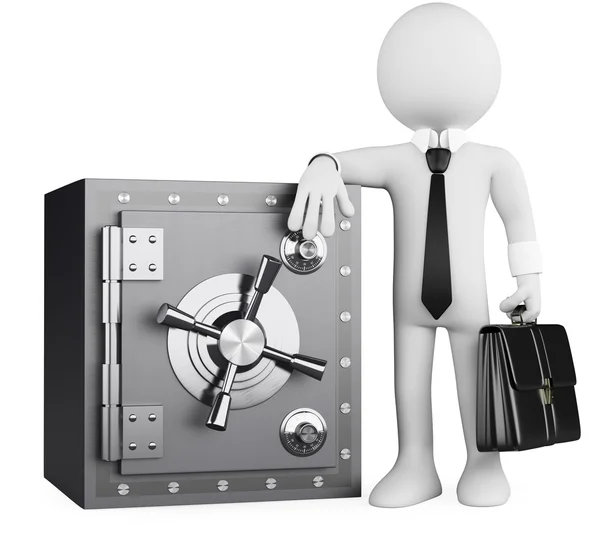 3D business white . Banker and safe — Stock Photo, Image