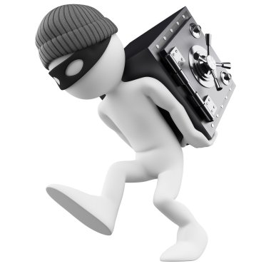 3D white . Bank robber clipart