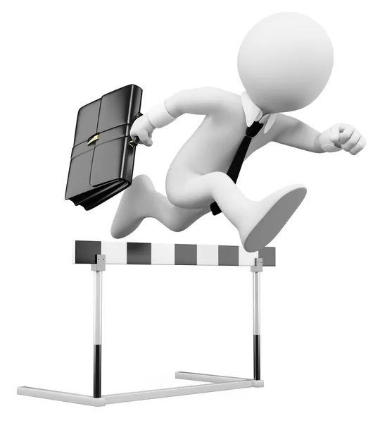 3D businessman white . Hurdle race — Stock Photo, Image