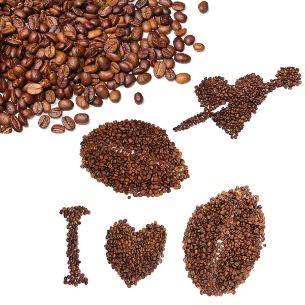 커피 콩은 심장 모양 — Stock Fotó