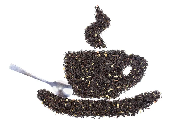 Rysunek z suchej herbaty liści — Zdjęcie stockowe