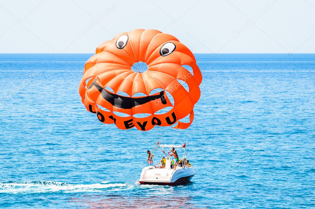 The parachute attached to the boat