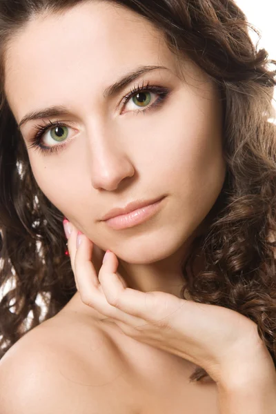 Close-up studio portret van een mooie jonge sexy vrouw — Stockfoto