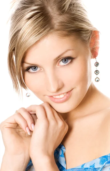 Närbild studio porträtt av en vacker färska blond flicka — Stockfoto
