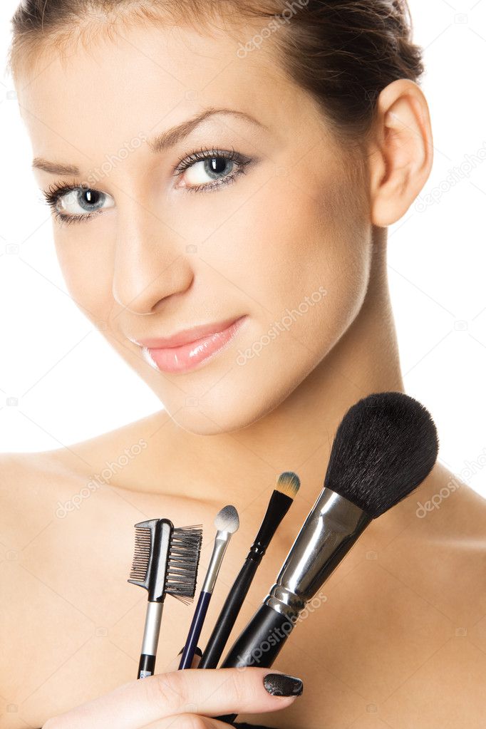 Makeup artist, isolated on white background