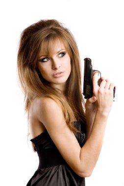 A girl with a gun clipart