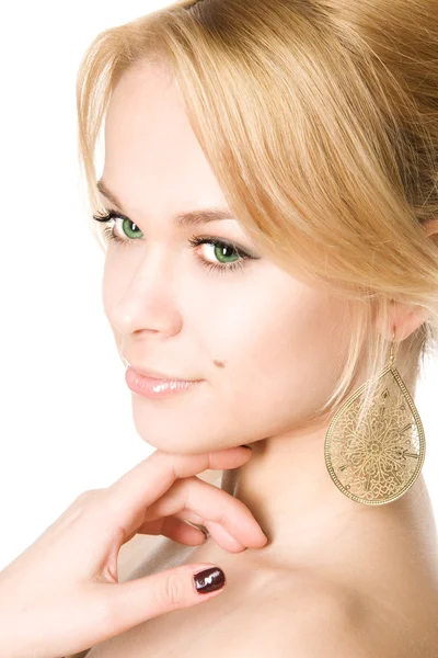 Closeup studiové portrétní ofa krásná blondýnka — Stock fotografie
