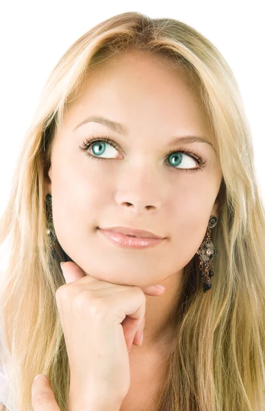 Närbild porträtt av en vacker blond kvinna — Stockfoto