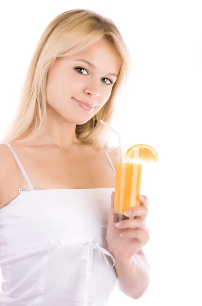 Woman with fresh juice — Stock Photo, Image