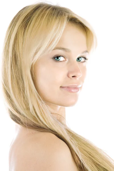 Красива свіжа блондинка з ідеальною шкірою і волоссям — стокове фото