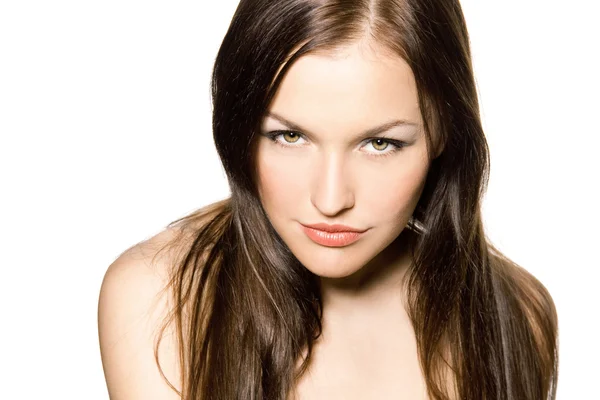 Close-up van mooie jonge vrouw gezicht — Stockfoto