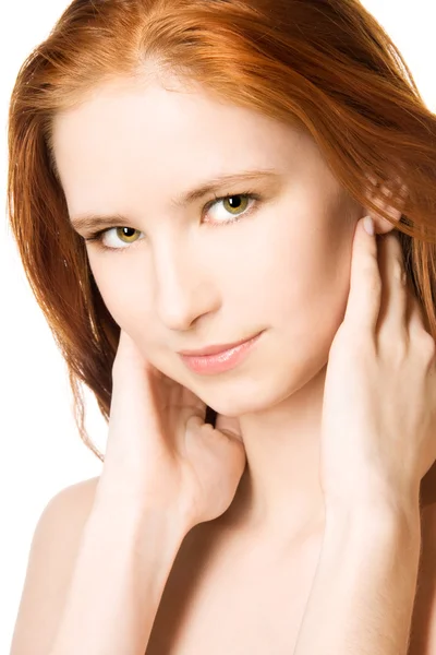 Close-up studio portret van een sexy jonge vrouw met prachtige ey beschrijving: sluiten-omhoog studio portret van een sexy jonge vrouw met mooie ogen — Stockfoto