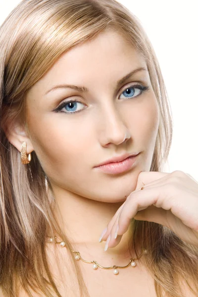 Prachtige blond met blauwe ogen — Stockfoto