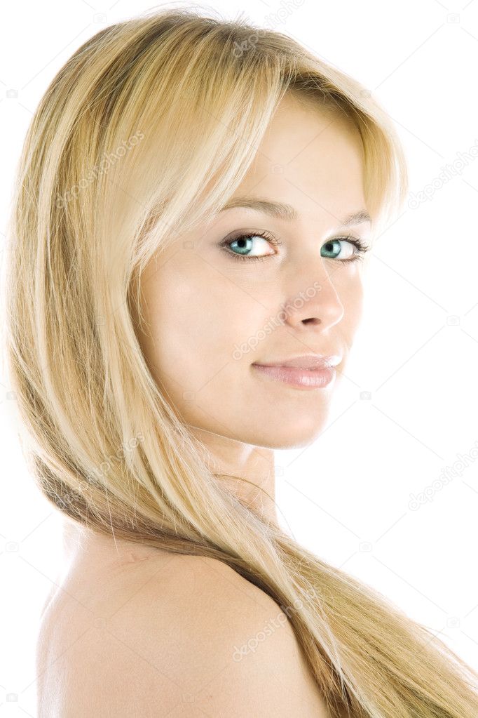 Beautiful fresh blond girl with perfect skin and hair