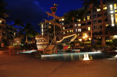 Kids pool at night, Maui clipart