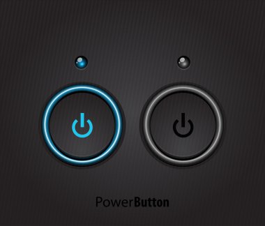 Black led light power button clipart