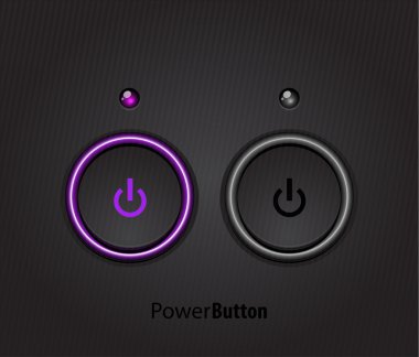 Black led light power button clipart