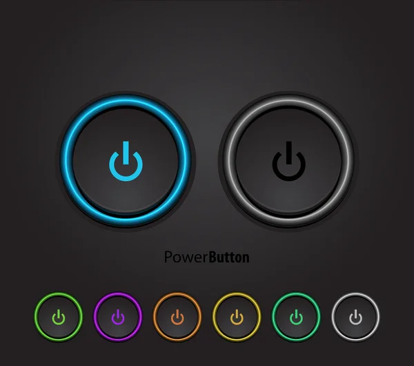 Black led light power button — Stock Vector