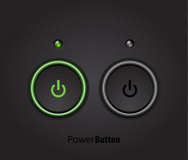 Black led light power button clipart