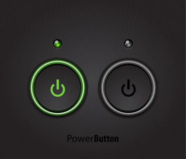 Botón de encendido de luz led negro — Vector de stock