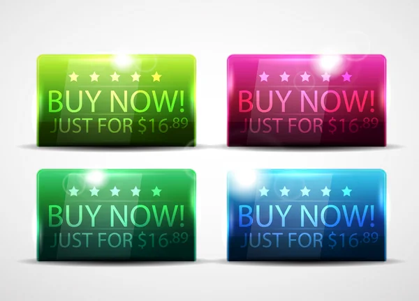 stock vector Glossy buy now buttons