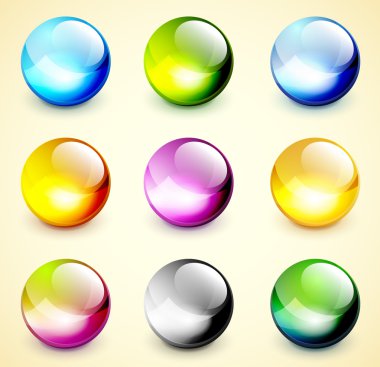 Set of color glossy spheres clipart