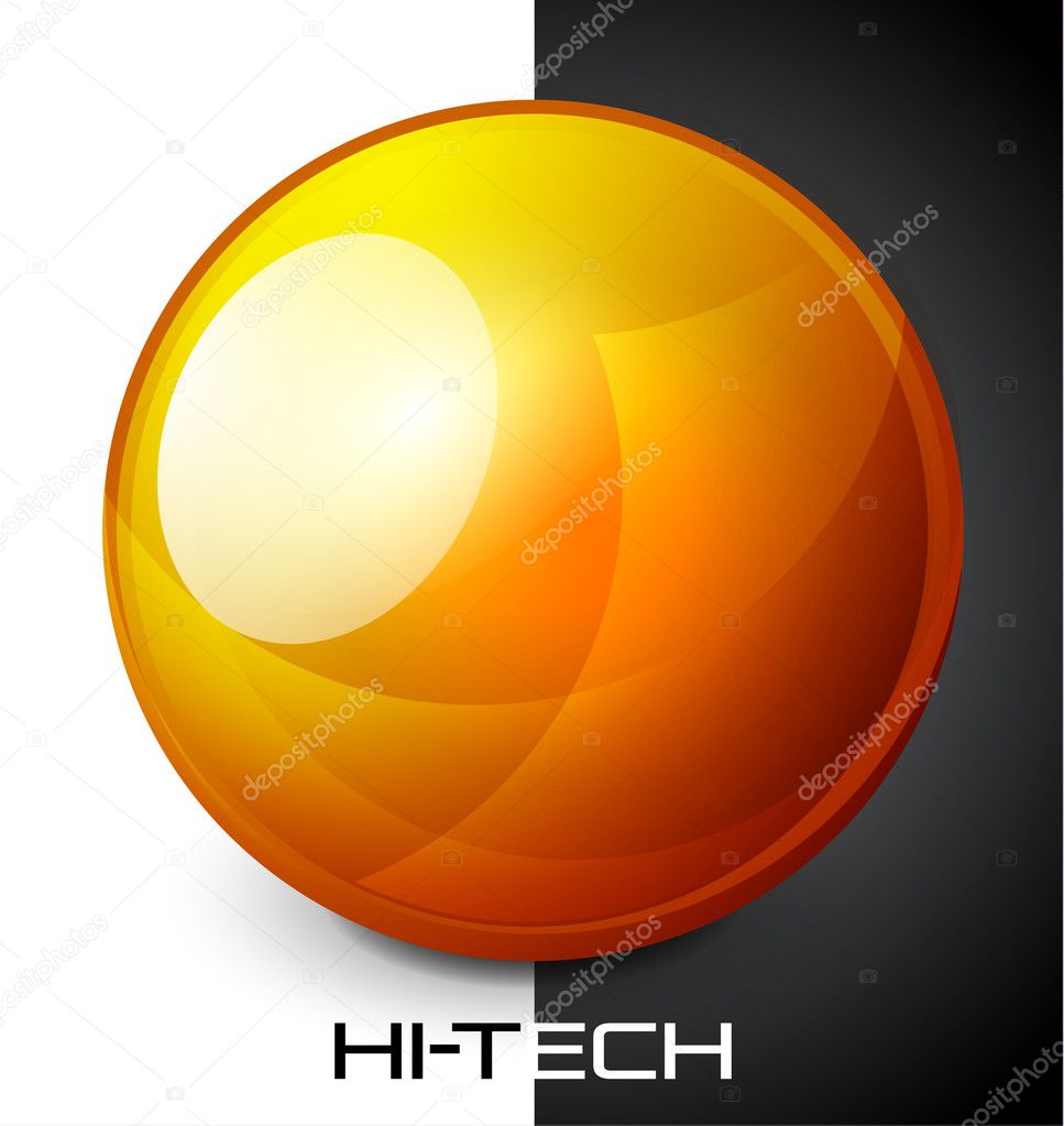 Realistic orange sphere button