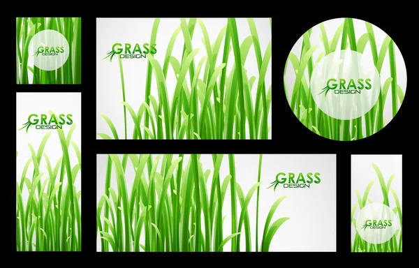 Conjunto de banderas de hierba — Vector de stock