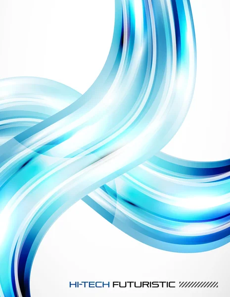 ブルー抽象的な光沢のある波背景 — ストックベクタ