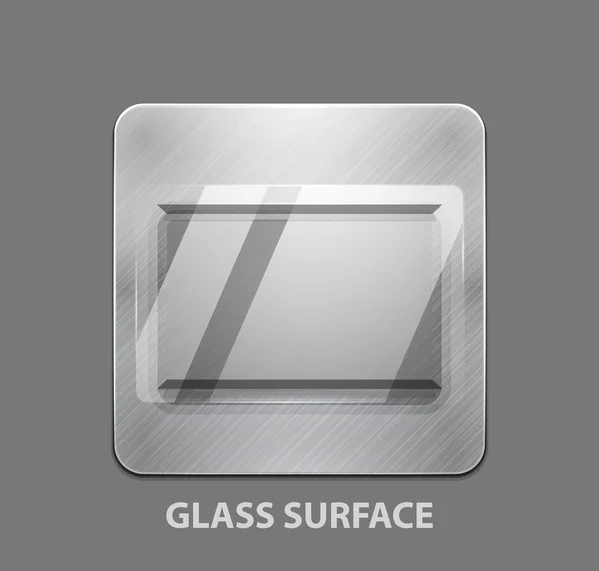 Кнопка металлического приложения со стеклянной поверхностью — стоковый вектор