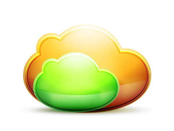 오렌지와 녹색 공간 구름 아이콘 — 스톡 벡터