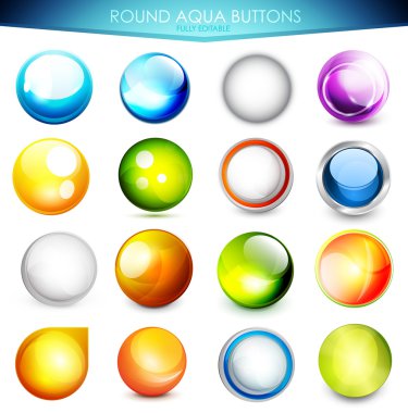 Set of colorful aqua buttons clipart