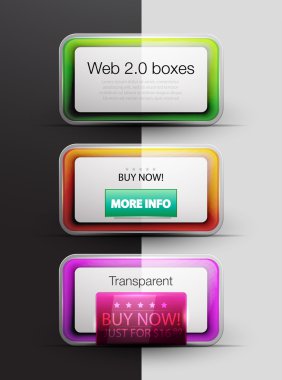 renkli vektör web 2.0 kutuları