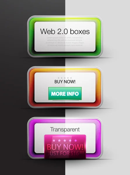Boîtes vectorielles colorées web 2.0 — Image vectorielle