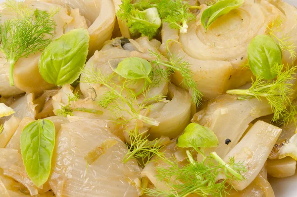 stock image Roasted fennel discs with limes