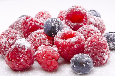 Sugared raspberry and bilberry clipart