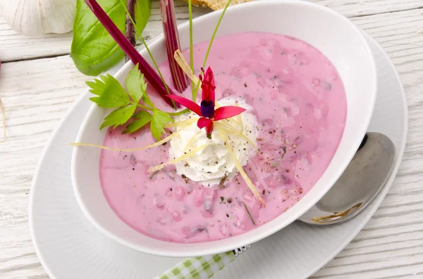 Cold beet soup — Stock Photo, Image