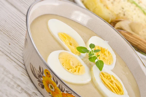 Eggs in mustard sauce — Stock Photo, Image