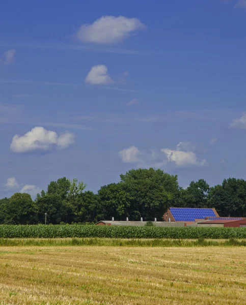 stock image Farmhouse with solar modules