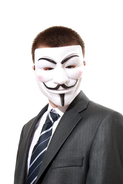 Koncept fotografie s maskovaný podnikatel v obleku — Stock fotografie