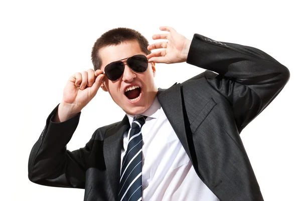 Joven hombre de negocios con gafas de sol — Foto de Stock