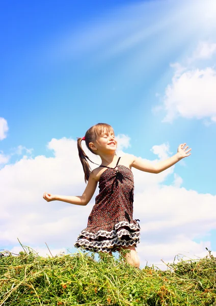 stock image Child girl enjoy the sunshine