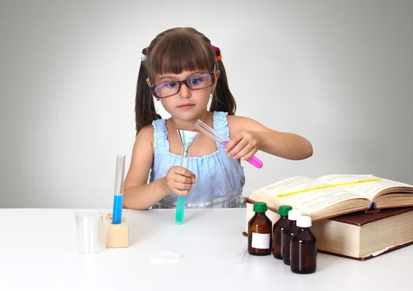 stock image Child making chemical test