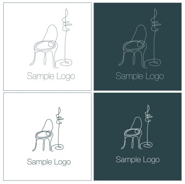 Chair and Lamp logo design template clipart