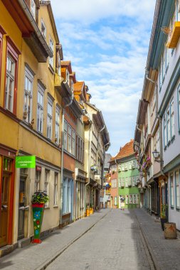 evler ünlü kraemerbruecke Erfurt, Almanya.