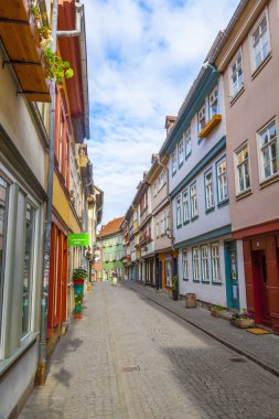 evler ünlü kraemerbruecke Erfurt, Almanya.