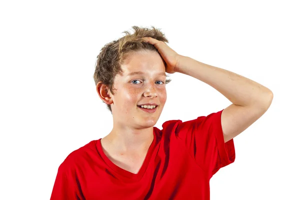 Menino feliz rasgando os cabelos — Fotografia de Stock